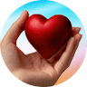 A hand holding a red heart