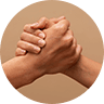 Two hands clasped in support