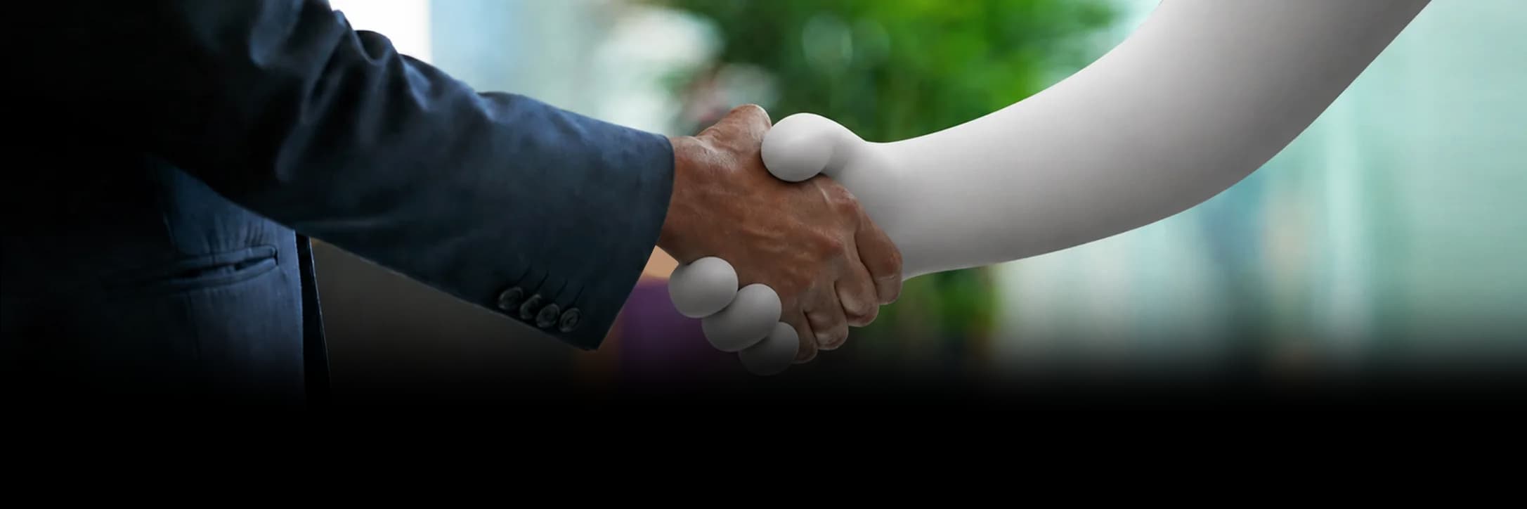 Two corporate partners shaking hands to begin a meaningful collaboration