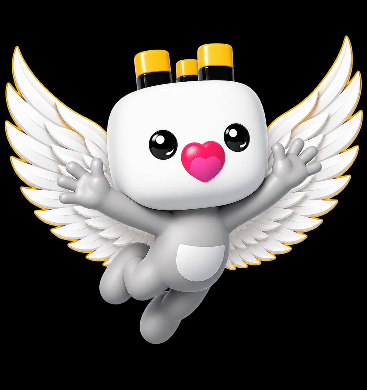 Great Heart Angel mascot with wings