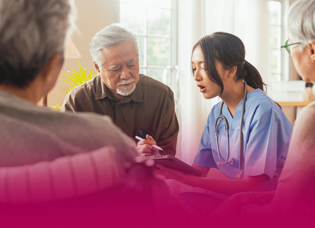 A healthcare professional supporting elderly community members